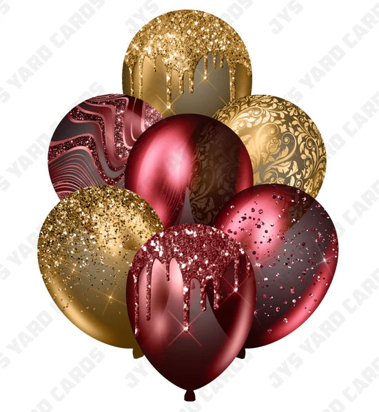 SINGLE BALLOON: Burgundy And Gold