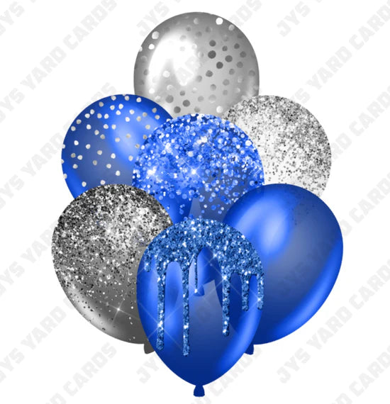 SINGLE JAZZY BALLOON: Blue And Silver - Yard Card Signs by JYS International