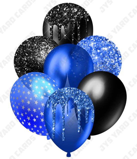 SINGLE JAZZY BALLOON: Blue And Black - Yard Card Signs by JYS International