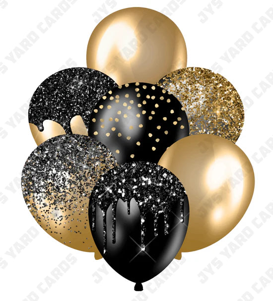 SINGLE BALLOON: Black And Gold - Yard Card Signs by JYS International