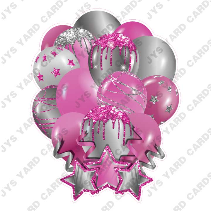 SINGLE JAZZY SOLID BALLOON: PINK AND SILVER