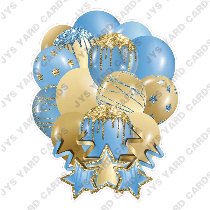 SINGLE JAZZY SOLID BALLOON: LIGHT BLUE AND GOLD