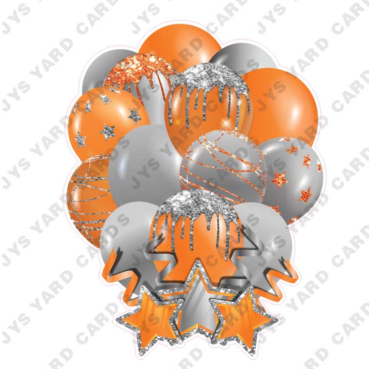 SINGLE JAZZY SOLID BALLOON: ORANGE AND SILVER