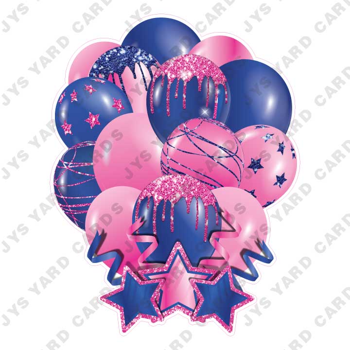 SINGLE JAZZY SOLID BALLOON: PINK AND NAVY - Yard Card Signs by JYS International