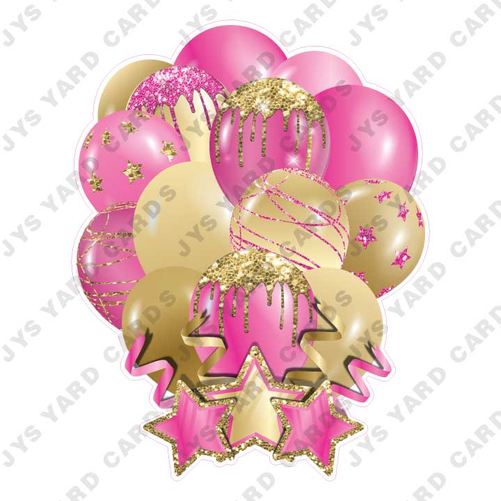 SINGLE JAZZY SOLID BALLOON: PINK AND GOLD - Yard Card Signs by JYS International