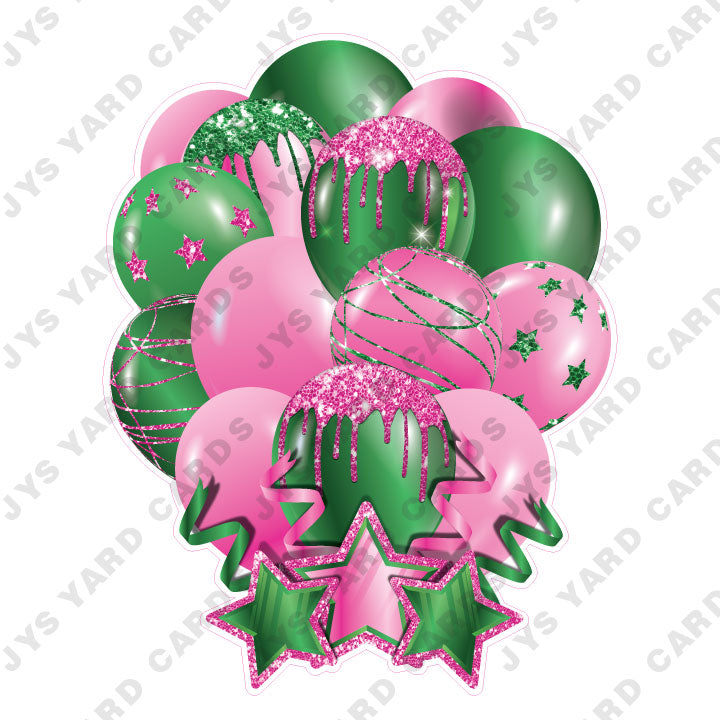 SINGLE JAZZY SOLID BALLOON: PINK AND GREEN - Yard Card Signs by JYS International