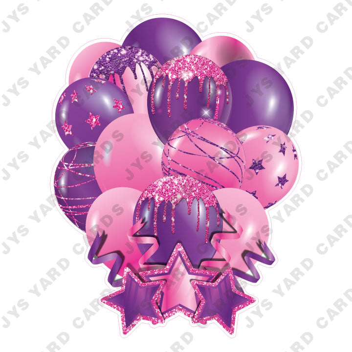 SINGLE JAZZY SOLID BALLOON: PINK AND PURPLE - Yard Card Signs by JYS International