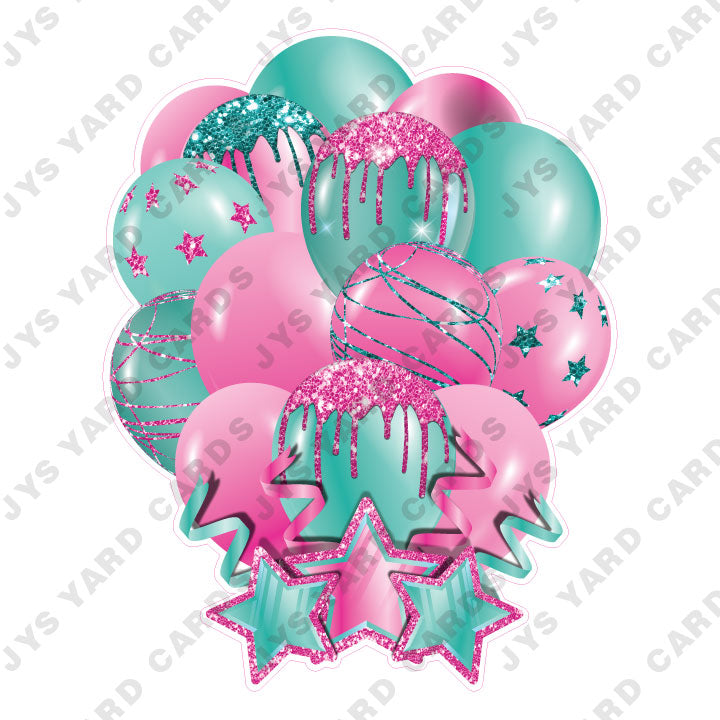 SINGLE JAZZY SOLID BALLOON: PINK AND TEAL