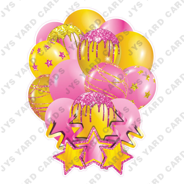 SINGLE JAZZY SOLID BALLOON: PINK AND YELLOW - Yard Card Signs by JYS International