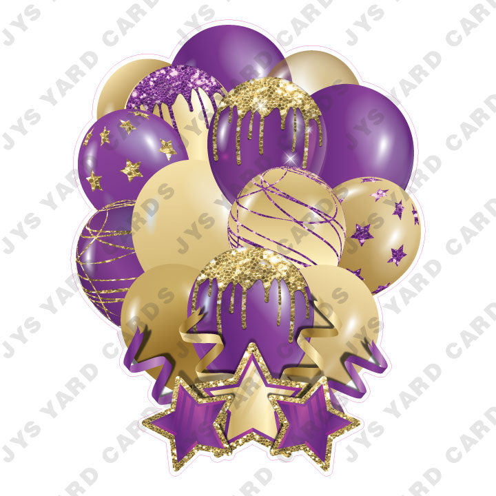 SINGLE JAZZY SOLID BALLOON: PURPLE AND GOLD