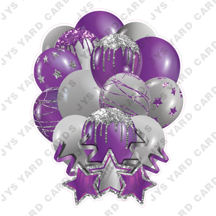 SINGLE JAZZY SOLID BALLOON: PURPLE AND SILVER