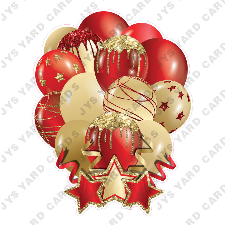 SINGLE JAZZY SOLID BALLOON: RED AND GOLD