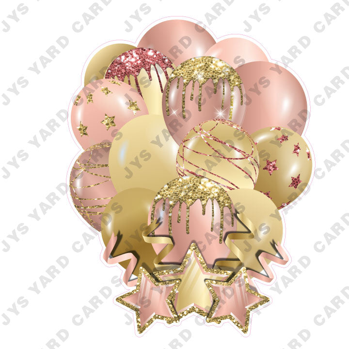 SINGLE JAZZY SOLID BALLOON: ROSE GOLD AND GOLD - Yard Card Signs by JYS International