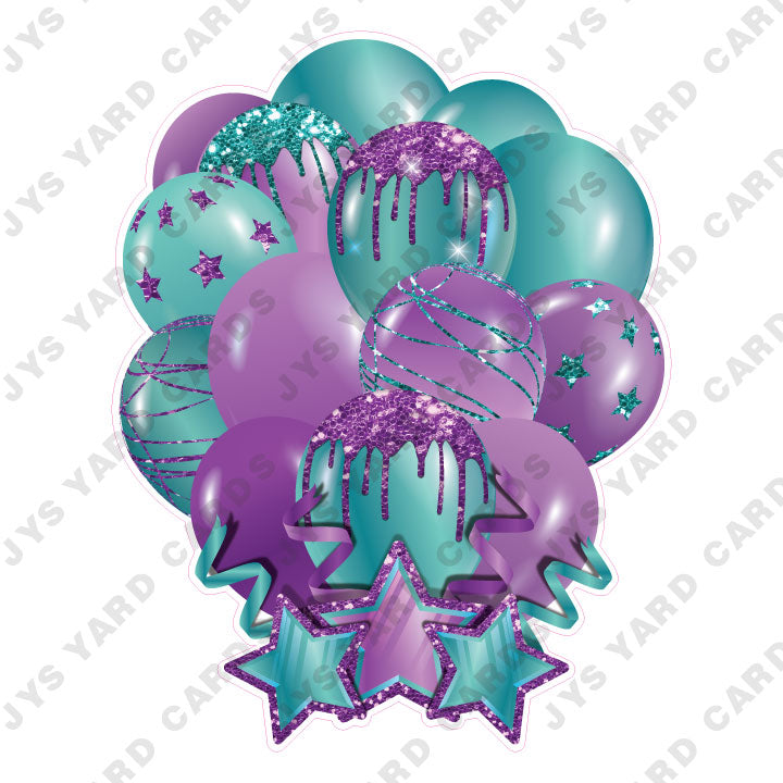 SINGLE JAZZY SOLID BALLOON: TEAL AND PURPLE - Yard Card Signs by JYS International