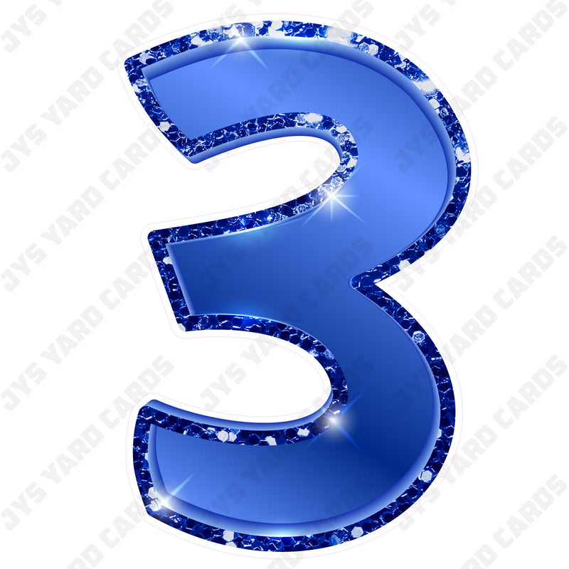 Single Numbers: 23” Bouncy Metallic Blue - Yard Card Signs by JYS International