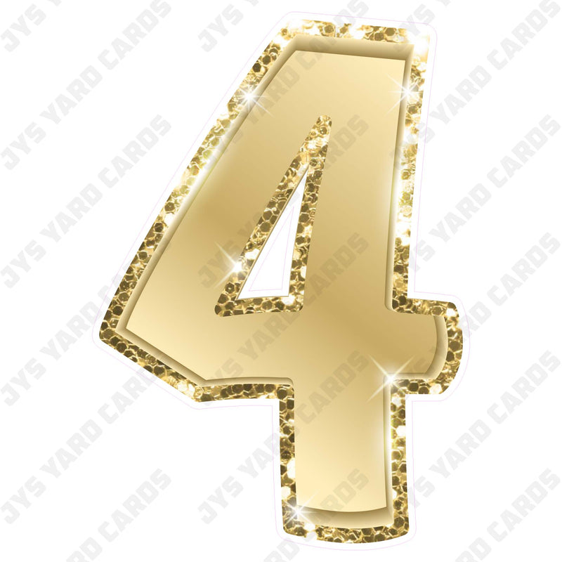 Single Numbers: 23” Bouncy Metallic Gold - Yard Card Signs by JYS International