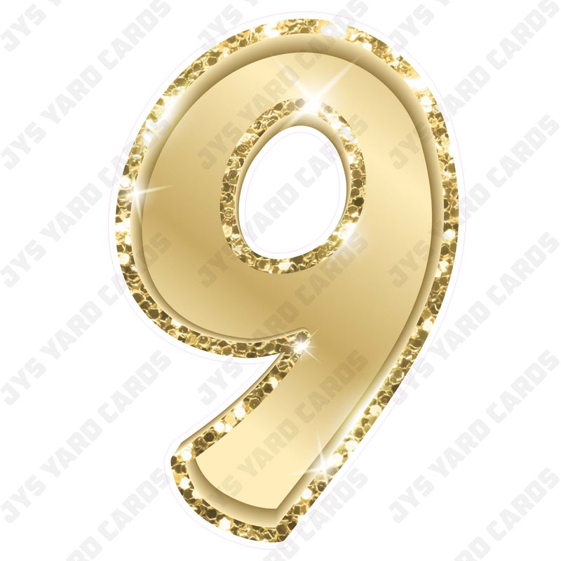 Single Numbers: 23” Bouncy Metallic Gold - Yard Card Signs by JYS International