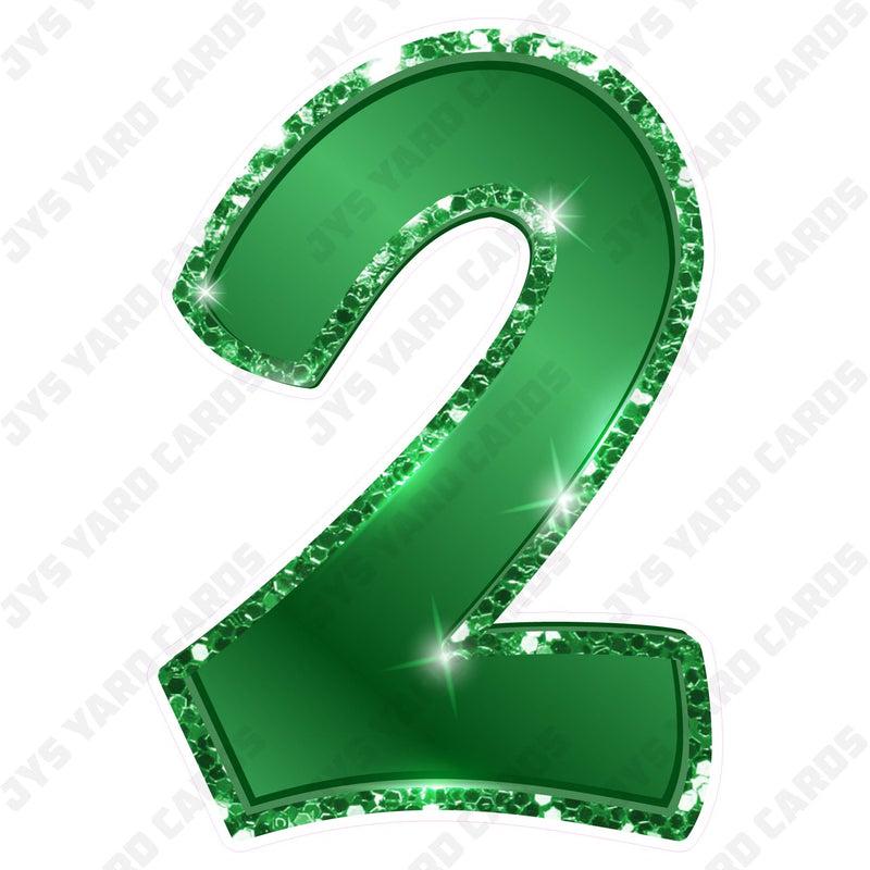 Single Numbers: 23” Bouncy Metallic Green - Yard Card Signs by JYS International