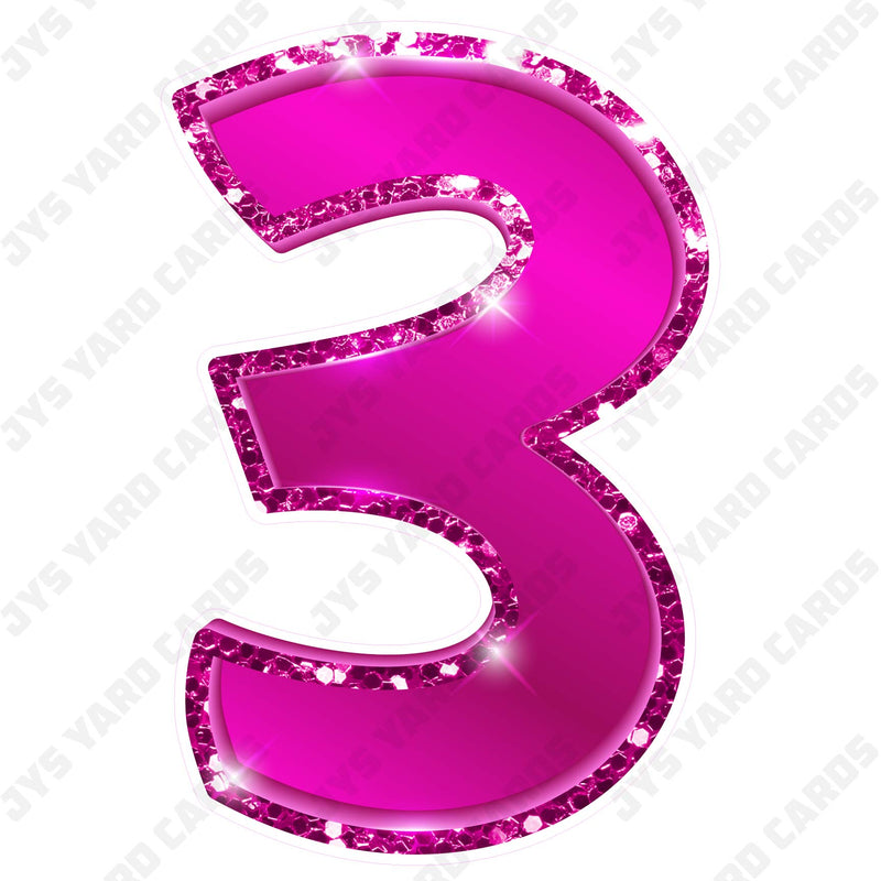 Single Numbers: 23” Bouncy Metallic Hot Pink - Yard Card Signs by JYS International