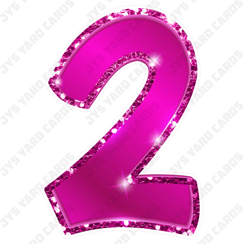 Single Numbers: 23” Bouncy Metallic Hot Pink - Yard Card Signs by JYS International