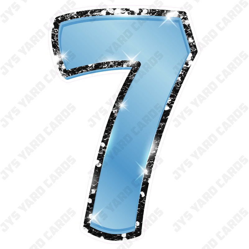 Single Numbers: 23” Bouncy Metallic Light Blue With Black Trim - Yard Card Signs by JYS International