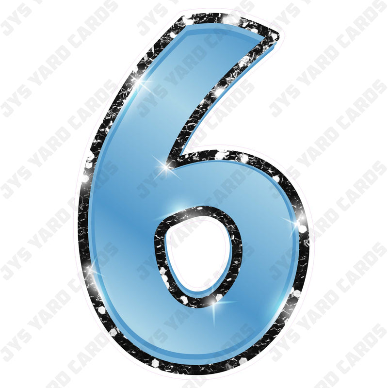 Single Numbers: 23” Bouncy Metallic Light Blue With Black Trim - Yard Card Signs by JYS International