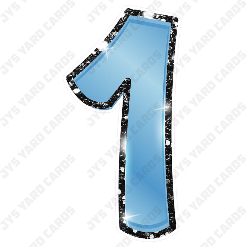 Single Numbers: 23” Bouncy Metallic Light Blue With Black Trim