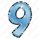 Single Numbers: 23” Bouncy Metallic Light Blue With Black Trim - Yard Card Signs by JYS International