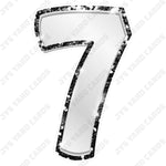 Single Numbers: 23” Bouncy Metallic White With Black Trim - Yard Card Signs by JYS International