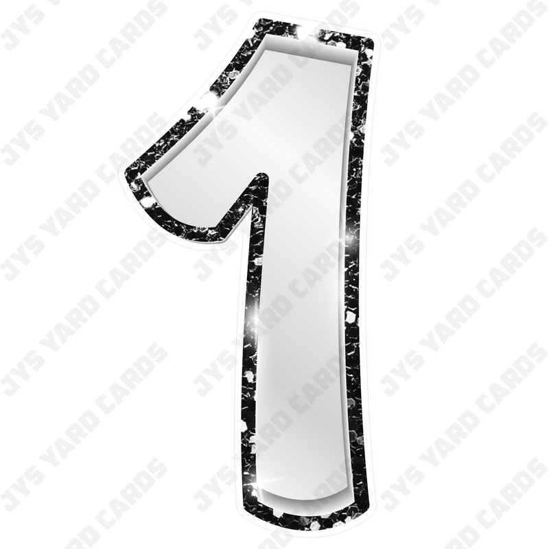 Single Numbers: 23” Bouncy Metallic White With Black Trim