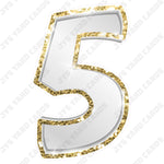 Single Numbers: 23” Bouncy Metallic White With Gold Trim - Yard Card Signs by JYS International