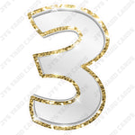 Single Numbers: 23” Bouncy Metallic White With Gold Trim - Yard Card Signs by JYS International