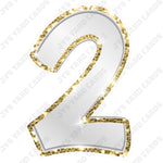 Single Numbers: 23” Bouncy Metallic White With Gold Trim - Yard Card Signs by JYS International