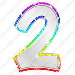 Single Numbers: 23” Bouncy Metallic White With Rainbow Trim - Yard Card Signs by JYS International