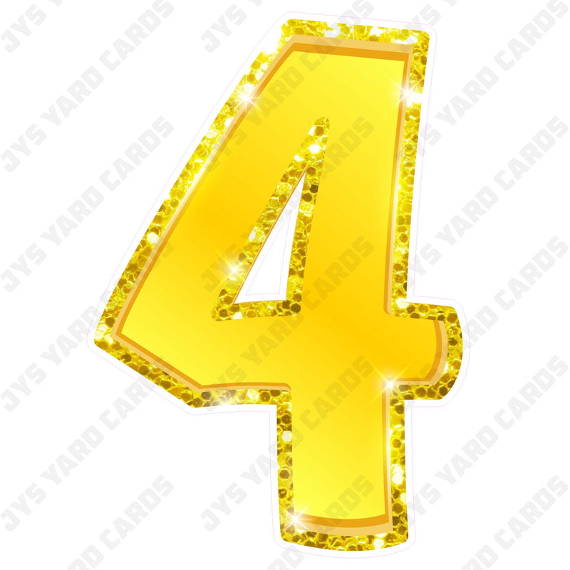 Single Numbers: 23” Bouncy Metallic Yellow - Yard Card Signs by JYS International