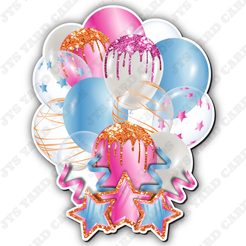 SINGLE JAZZY BALLOON: Light Pink, Light Blue & Orange