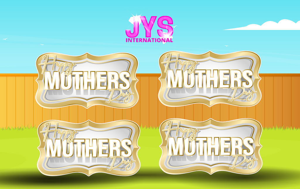 GOLD MOTHER'S DAY: (4) PACK CENTERPIECES - Yard Card Signs by JYS International