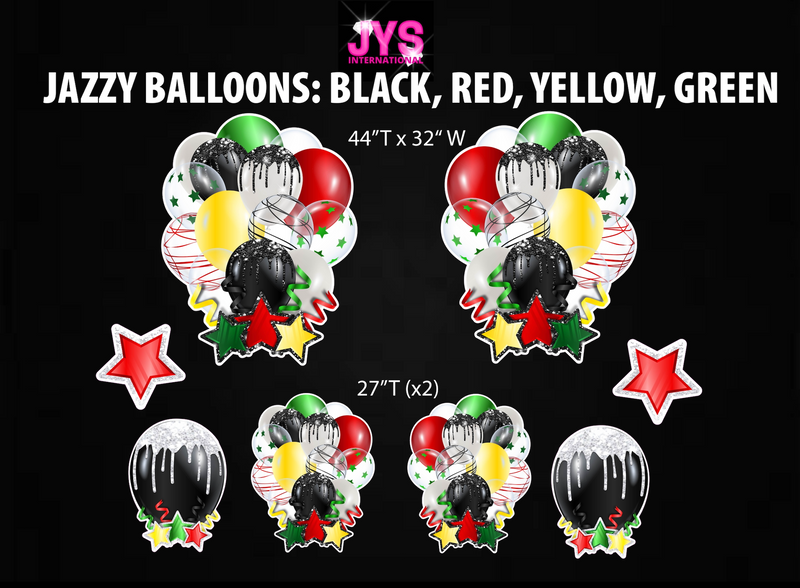 JAZZY BALLOONS: RED, BLACK, GREEN, YELLOW