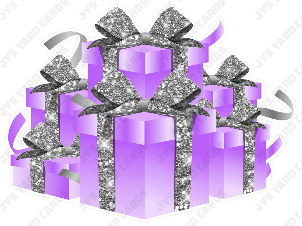 GIFT BOX BUNDLE: LIGHT PURPLE & SILVER - Yard Card Signs by JYS International