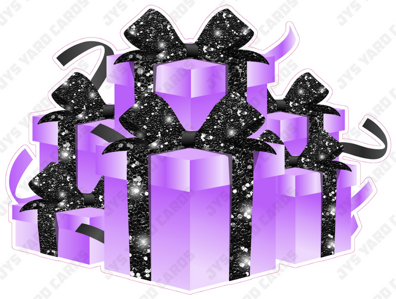 GIFT BOX BUNDLE: LIGHT PURPLE & BLACK - Yard Card Signs by JYS International