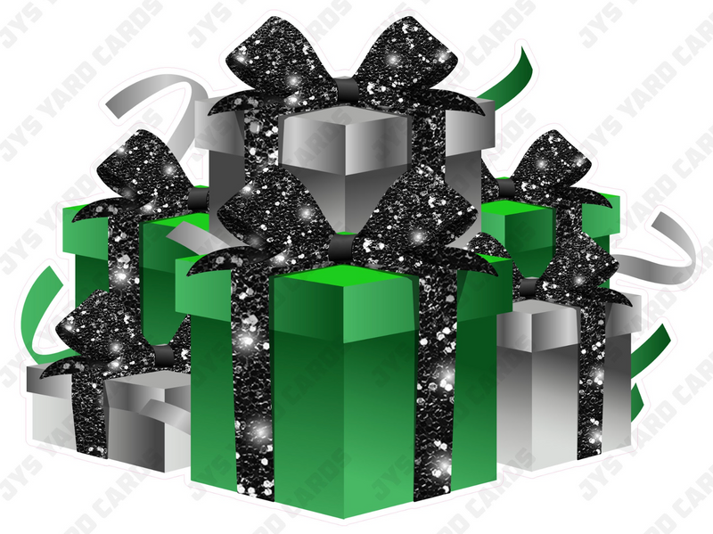 GIFT BOX BUNDLE: GREEN, BLACK & SILVER - Yard Card Signs by JYS International