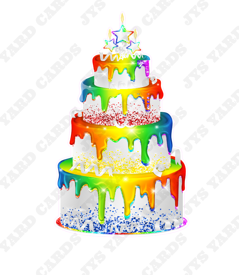 JAZZY CAKE: WHITE RAINBOW - Yard Card Signs by JYS International