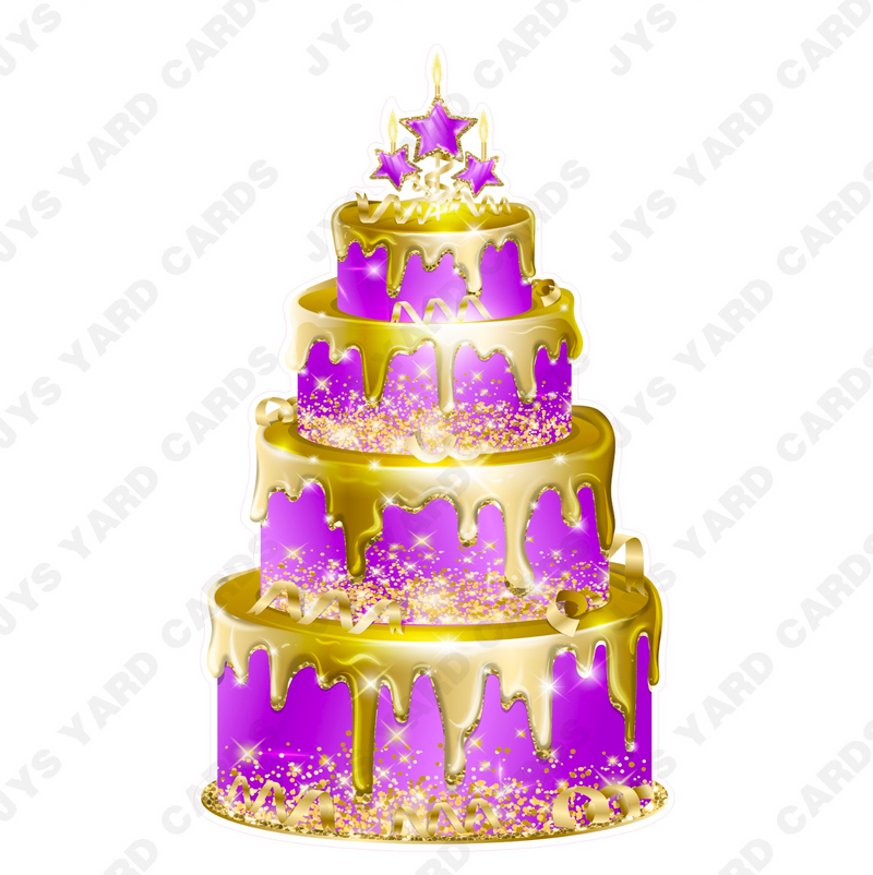 JAZZY CAKE: PURPLE & GOLD - Yard Card Signs by JYS International