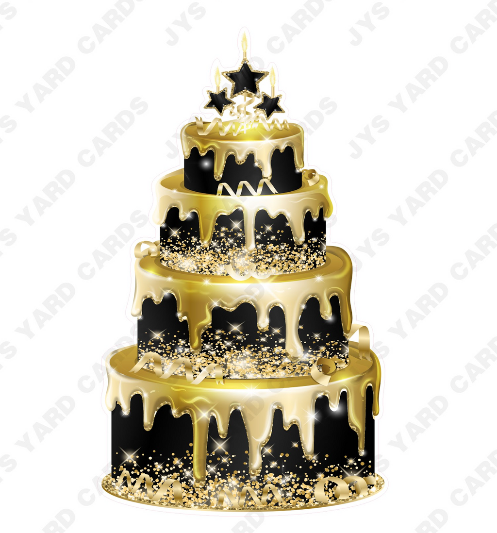 gold birthday cake clipart