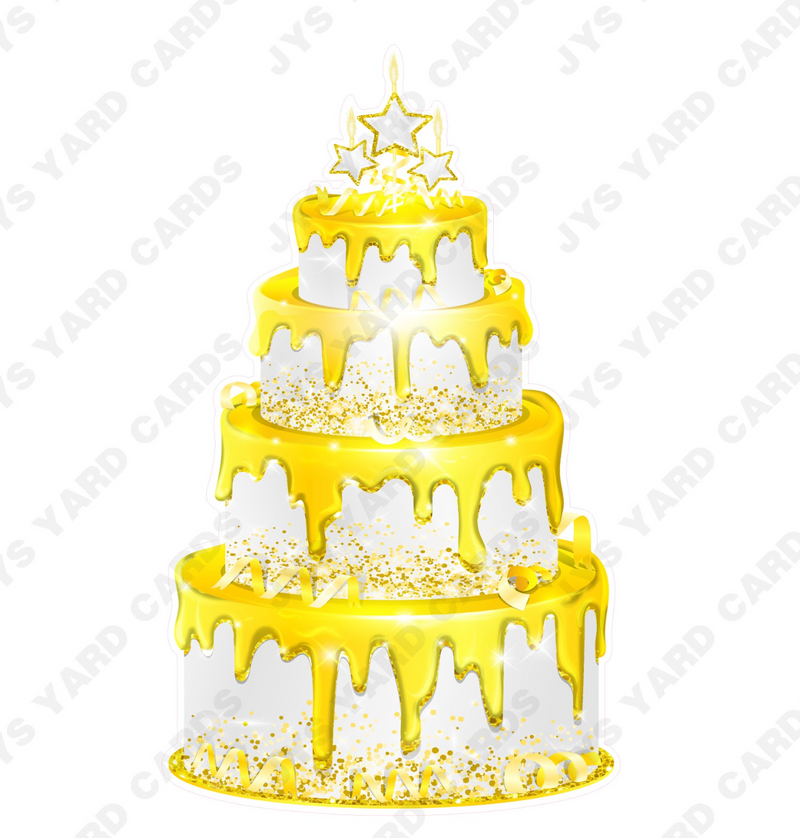 JAZZY CAKE: WHITE & YELLOW - Yard Card Signs by JYS International