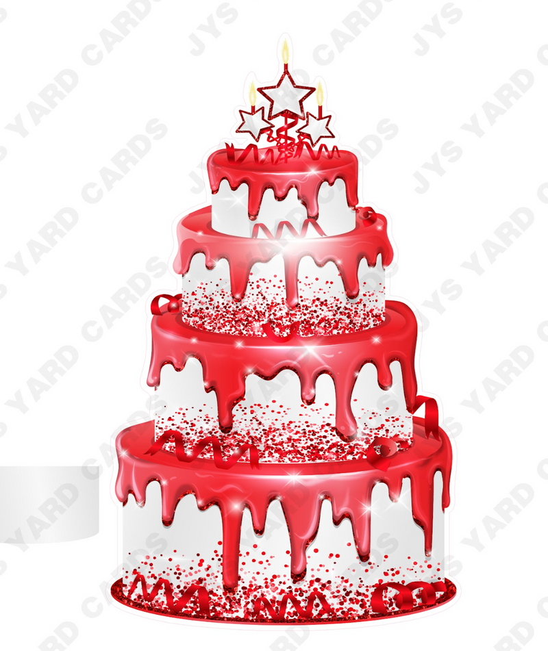 JAZZY CAKE: WHITE & RED - Yard Card Signs by JYS International