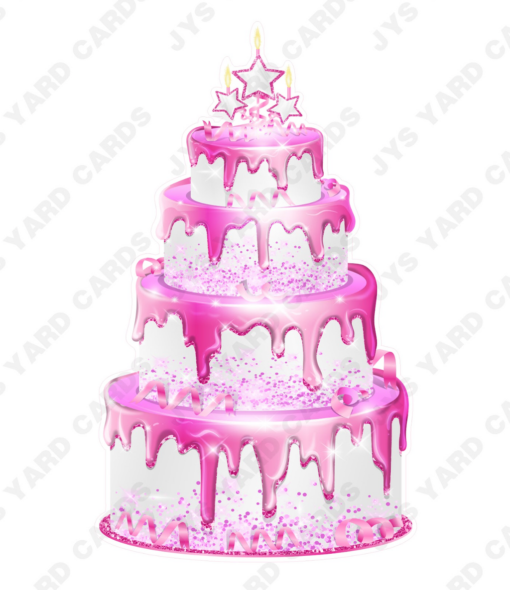 JAZZY CAKE: WHITE & PINK - Yard Card Signs by JYS International