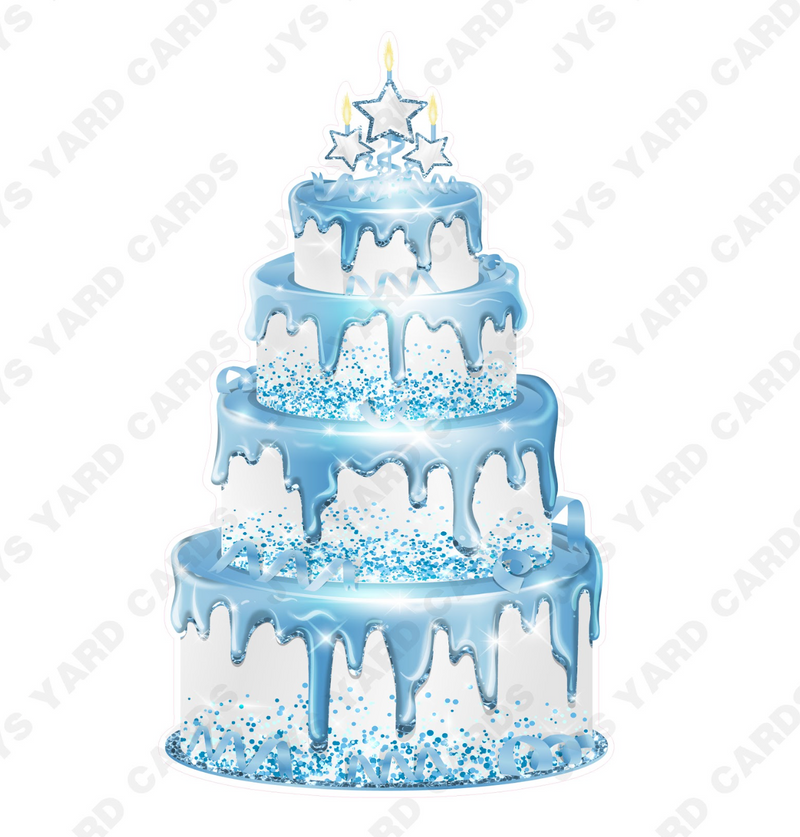 JAZZY CAKE: WHITE & LIGHT BLUE - Yard Card Signs by JYS International