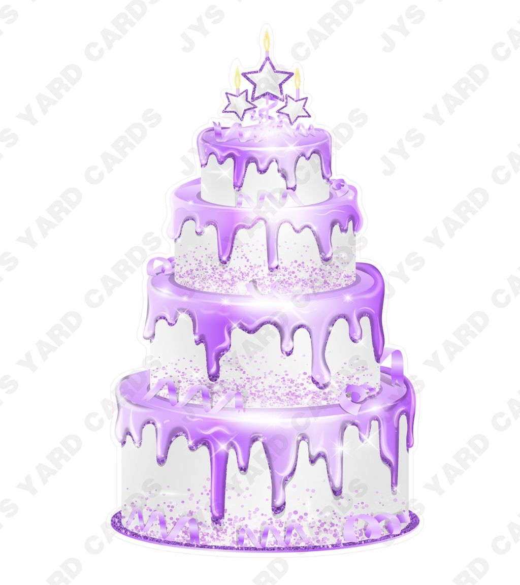 JAZZY CAKE: WHITE & LIGHT PURPLE - Yard Card Signs by JYS International