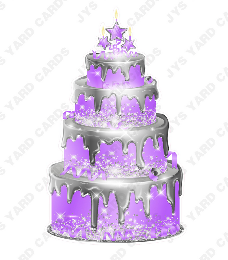 JAZZY CAKE: SILVER & LIGHT PURPLE - Yard Card Signs by JYS International